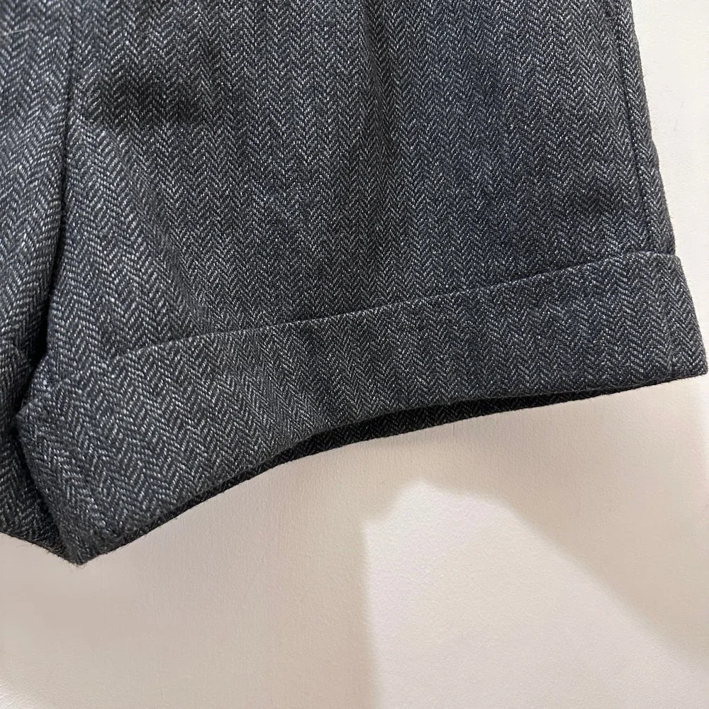 Land's End Canvas 1963 Woven Wool Short Shorts Herringbone Gray Size 4 Academia - Picture 3 of 10
